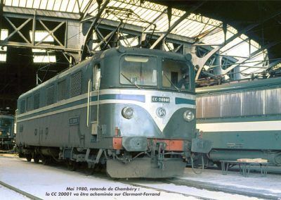 Mai 1980, rotonde de Chambéry : la CC 20001 va être acheminée sur Clermont-Ferrand (photo HB)