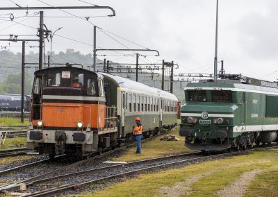 Manoeuvre à Ambérieu pour la formation du train. Photo Lionel Mollard.
